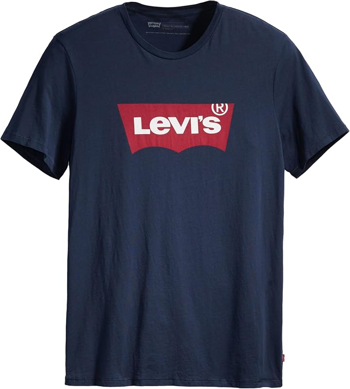 Herren Graphic Set-In Neck T-Shirt, Batwing Logo, Dress Blues, M