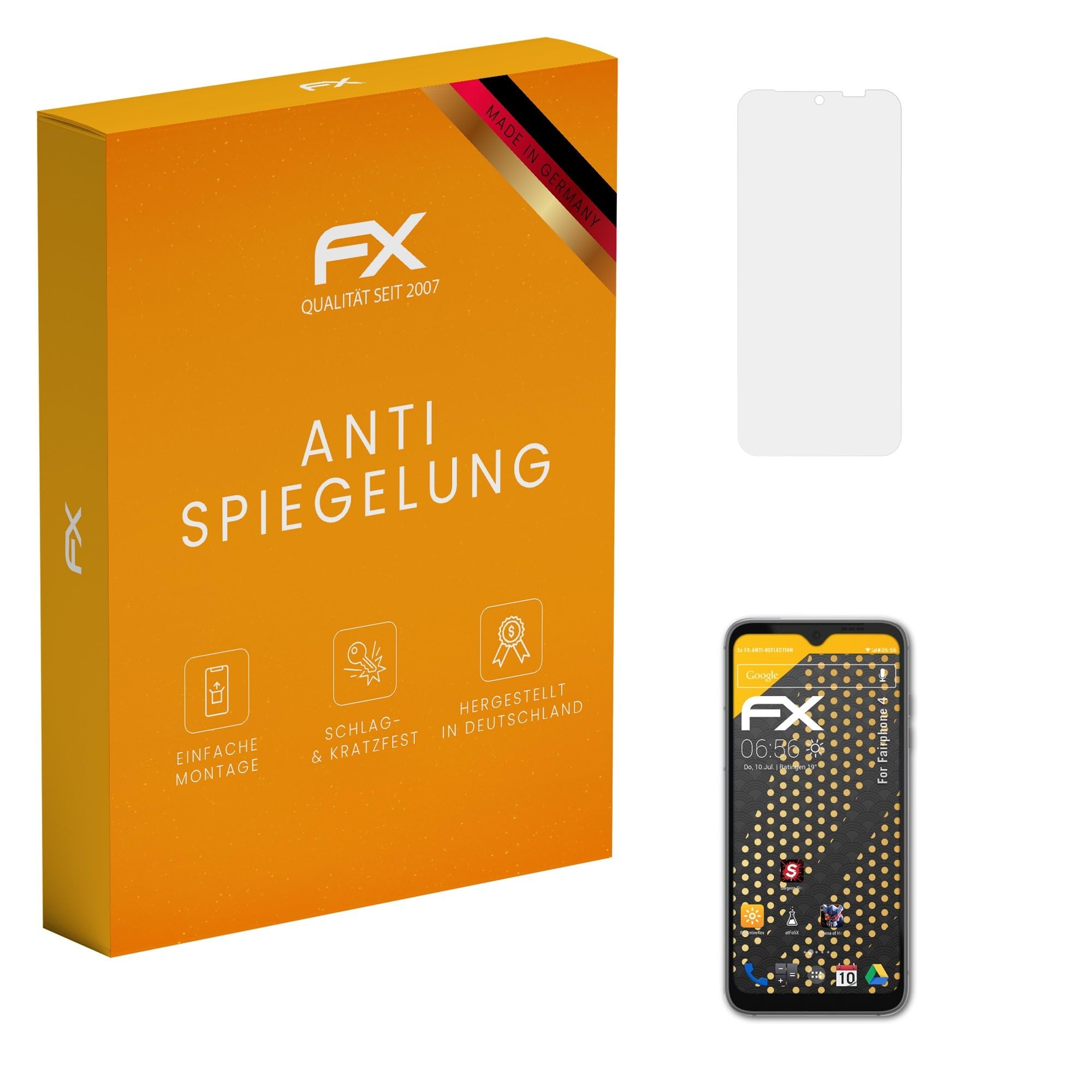 atFoliX Screen Protector compatible with Fairphone 4 Screen Protection Film, anti-reflective and shock-absorbing FX Protector Film (3X)