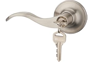 1 Pack of HENYIN Wave Lever Keyed Entry Door Lock/Door Knob Hardware Handle and Closet Lockset, Silver Color, with Key,Left H