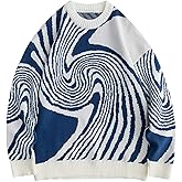 Yimoon Mens Graphic Sweaters Unisex Oversized Casual Knitted Long Sleeve Pullover Jumper Tops