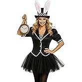Morph White Rabbit Costume Womens Kit, White Rabbit Costume Adult With Clock, Halloween Costumes For Adults