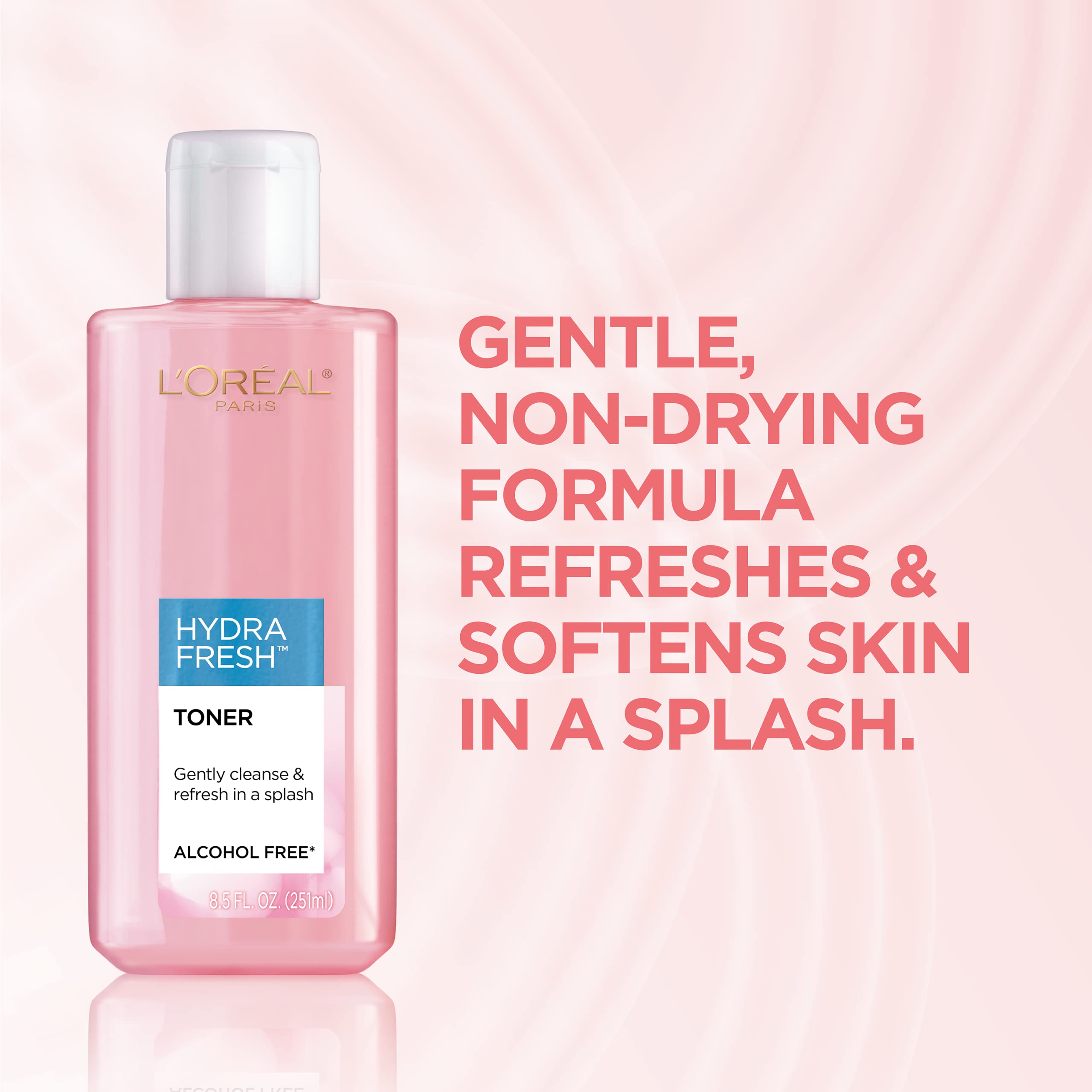L'Oreal Paris Skincare HydraFresh Toner Face Toner with Pro-Vitamin B5 for a Smoother, Brighter Complexion, 2 Count