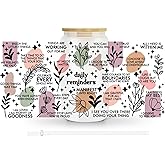 AGH 1Pack Can Glass Cup with Bamboo Lids and Platic Straw 16OZ Drinking Glass for Iced Coffee,Soda,Frosted Beer Glasses Smoothie Cup for Christmas Gift