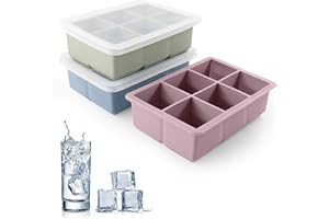 Excnorm Ice Cube Trays 3 Pack - Large Size Silicone Ice Cube Molds with Removable Lids Reusable and BPA Free for Whiskey, Coc