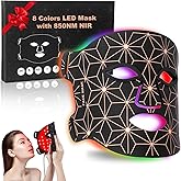 Red Light Therapy Mask for Face, 3000 mAh Rechargeable LED Face Mask Light Therapy with 850NM Near-Infrared, 8 Colors Red Light Mask, Skin Care Device at Home and Travel for Skin Rejuvenation