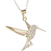 14K Filled Gold Hummingbird Necklace For Women, Swallow Hummingbird Necklaces Chain Birds Animal Pendant Necklaces, Cute Animal Jewelry