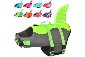 Doglay Dog Life Vest, Ripstop Cute Shark Dog Life Jacket with Superior Buoyancy and Rescue Handle, Adjustable Dog Life Vests for Boating Swimming, Pet Flotation Vest for Small Medium Large Dogs