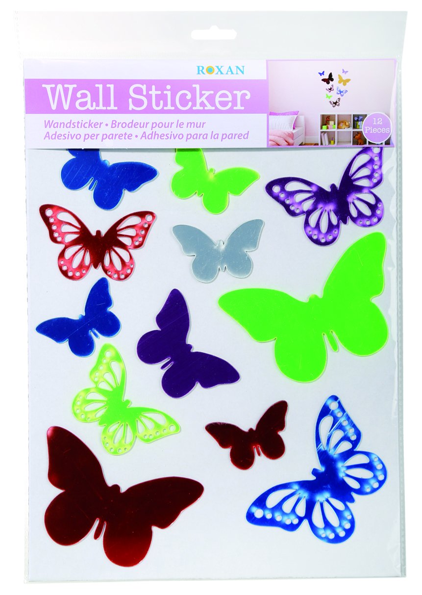 Out of the Blue Plastic Wall Sticker 12 Assorted Butterfly, Multicolour, 11x0.5x8 cm