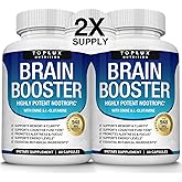 Toplux Brain Supplement Nootropic – Brain Pills Vitamin with DMAE, Bacopa Monnieri, L-Gutamine, for Men Women, 60 Capsules, Nutrition