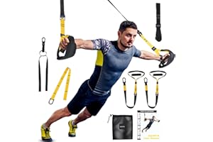 Home Suspension Training Kit with Suspension Trainer, Straps & Bands – Adjustable Full-Body Workout System for Home Gym, Yoga