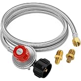 CALPOSE 5FT High Pressure Propane Regulator Hose | 0~20PSI Adjustable Propane Tank Regulator Fit for Turkey Fryer, Fish Fryer, Propane Burner, Fire Pit, Forge and More, Braided