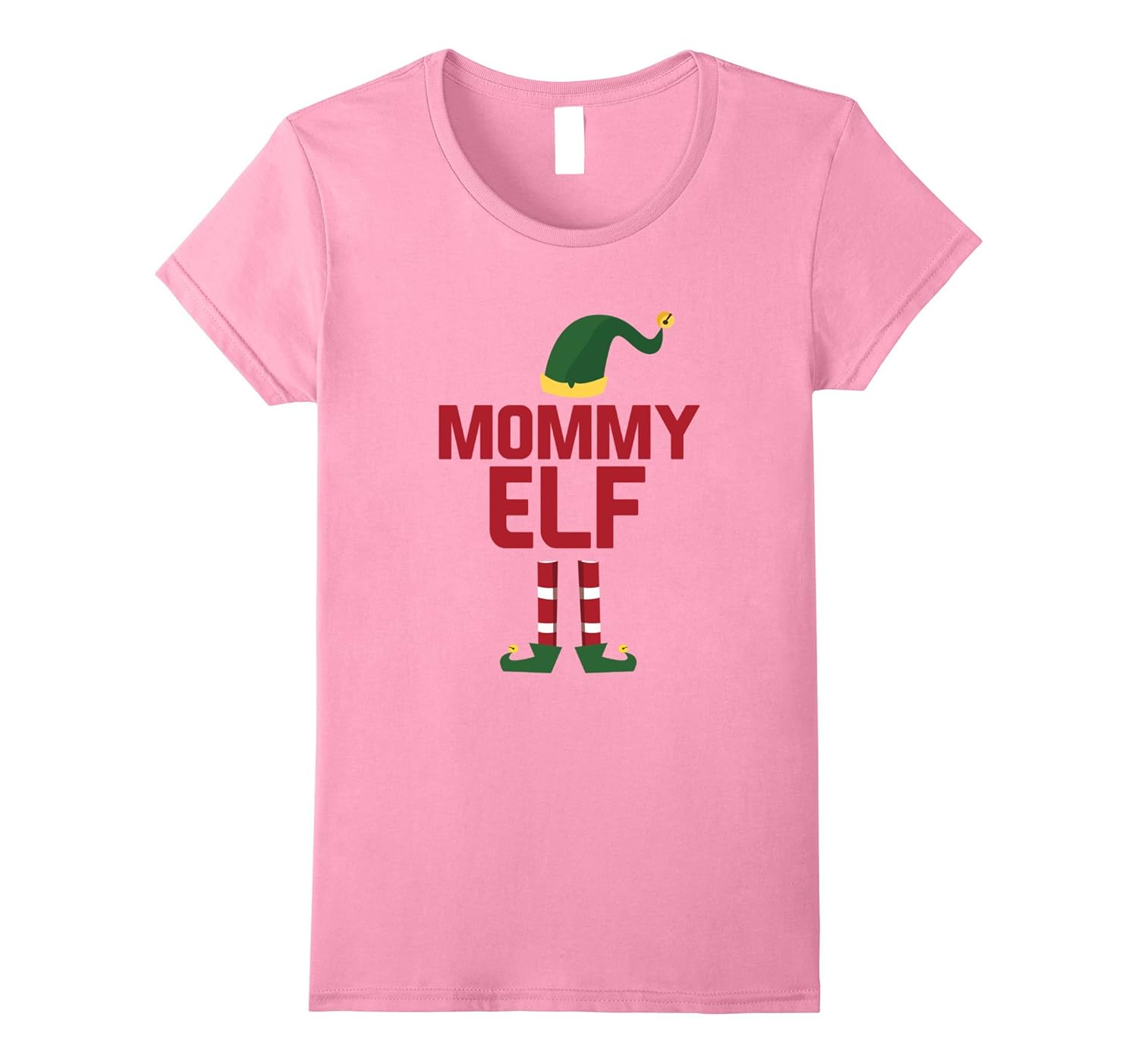 Womens Mommy Elf Christmas Season Dad Mom Matching Pajama T-Shirt-ANZ