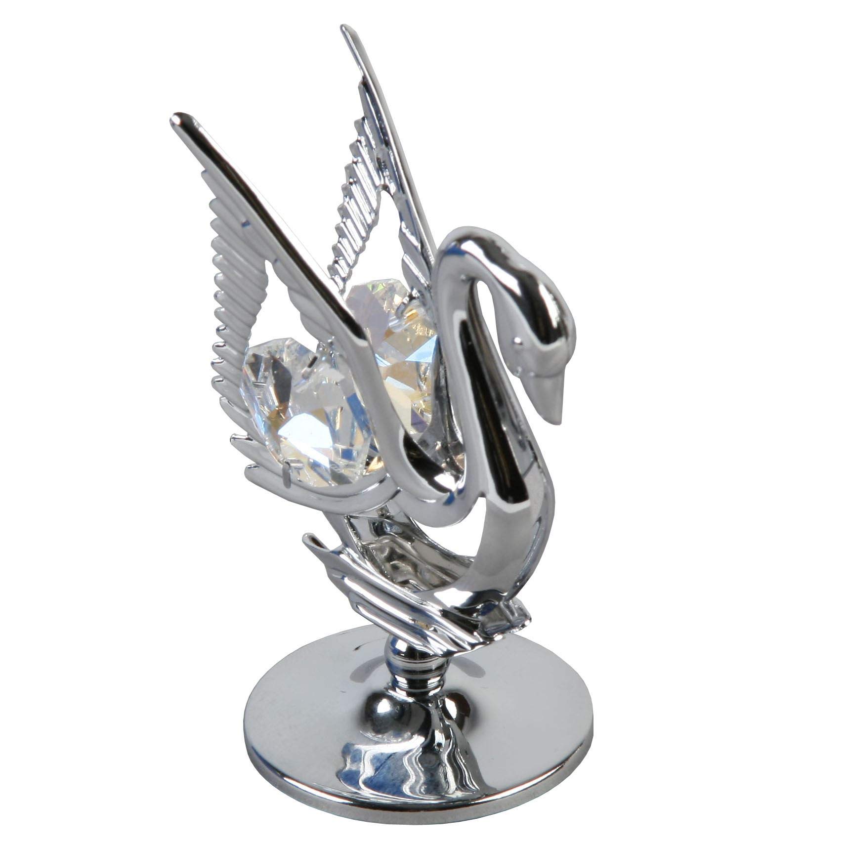 Crystocraft Chrome Plated Swan Ornament With Crystal From Swarovski®