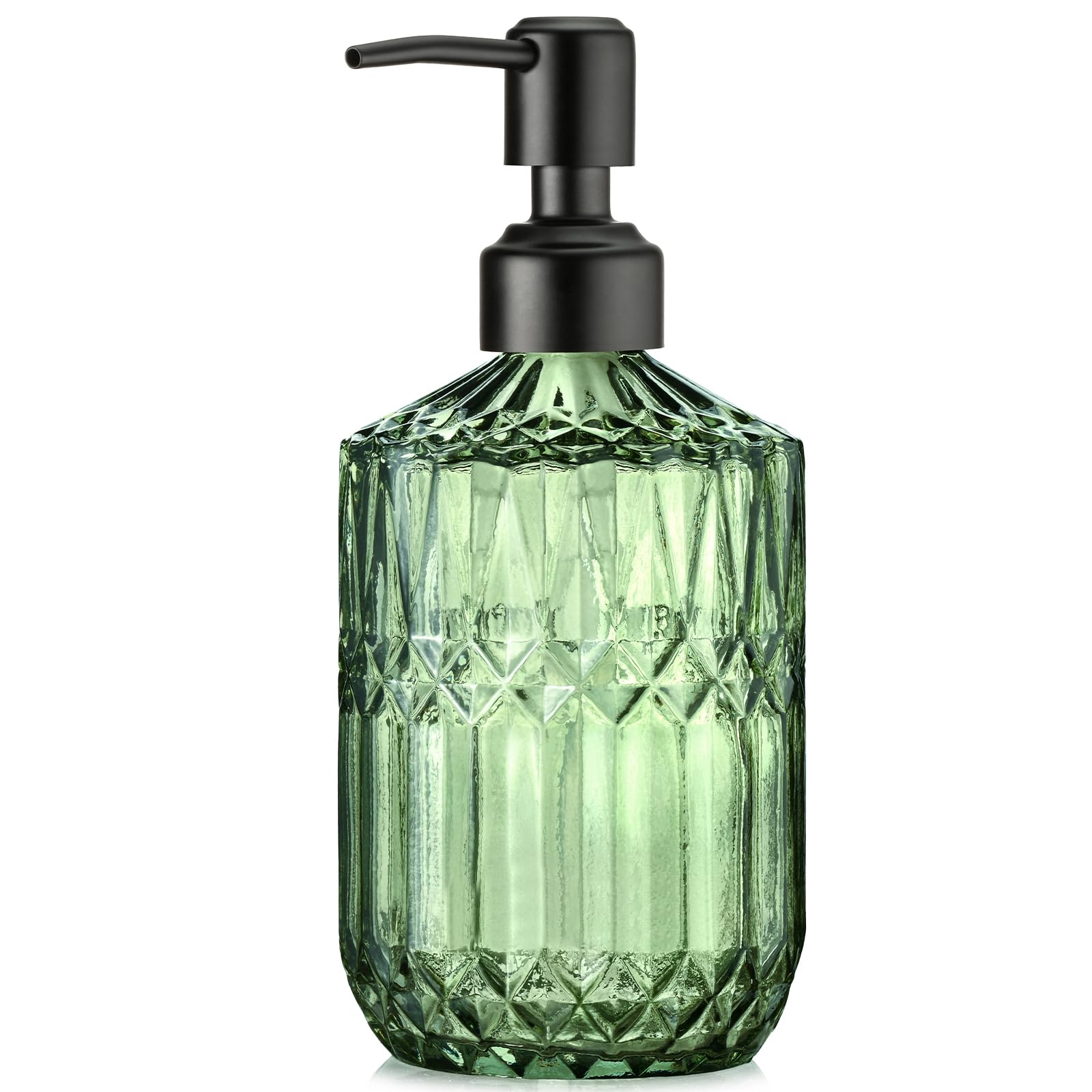 zuxzmj Green Glass Soap Dispenser with Black Rust Proof Pump Refillable for Kitchen Dish Soap Bathroom Hand Soap Lotion and Body Wash
