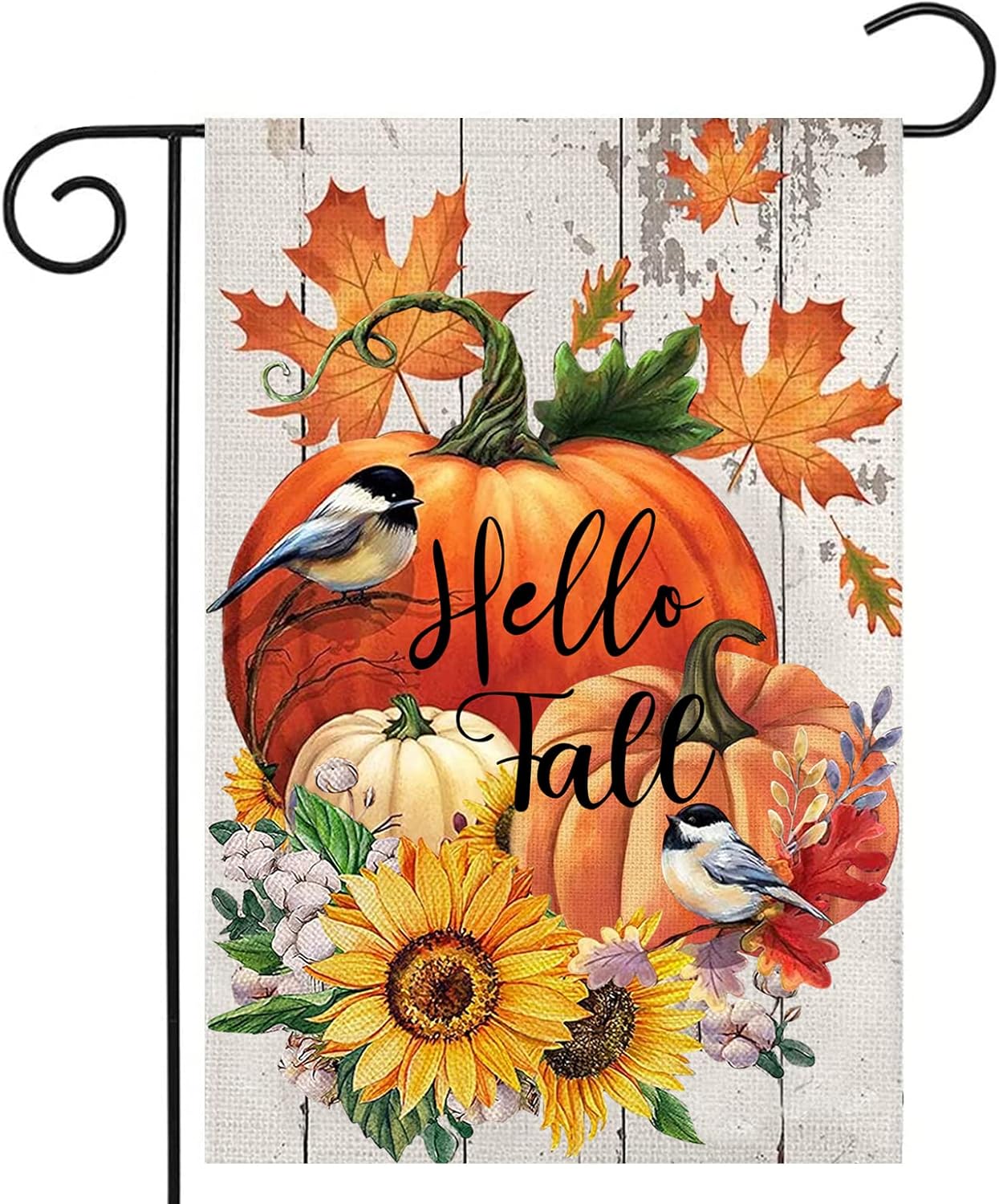 Flags - Hello Fall Garden Flags 12x18 Double Sided,Thanksgiving Pumpkin Garden Flag,Sunflower Small Yard Flags for Outside,Autumn Outdoor Decorations for Home