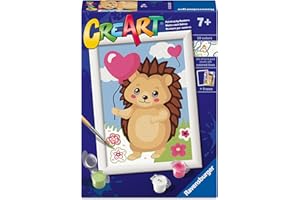 Ravensburger - CreArt Series E: Loving Hedgehog Painting by Numbers Painting Kit for Kids with Frame Educational and Creative