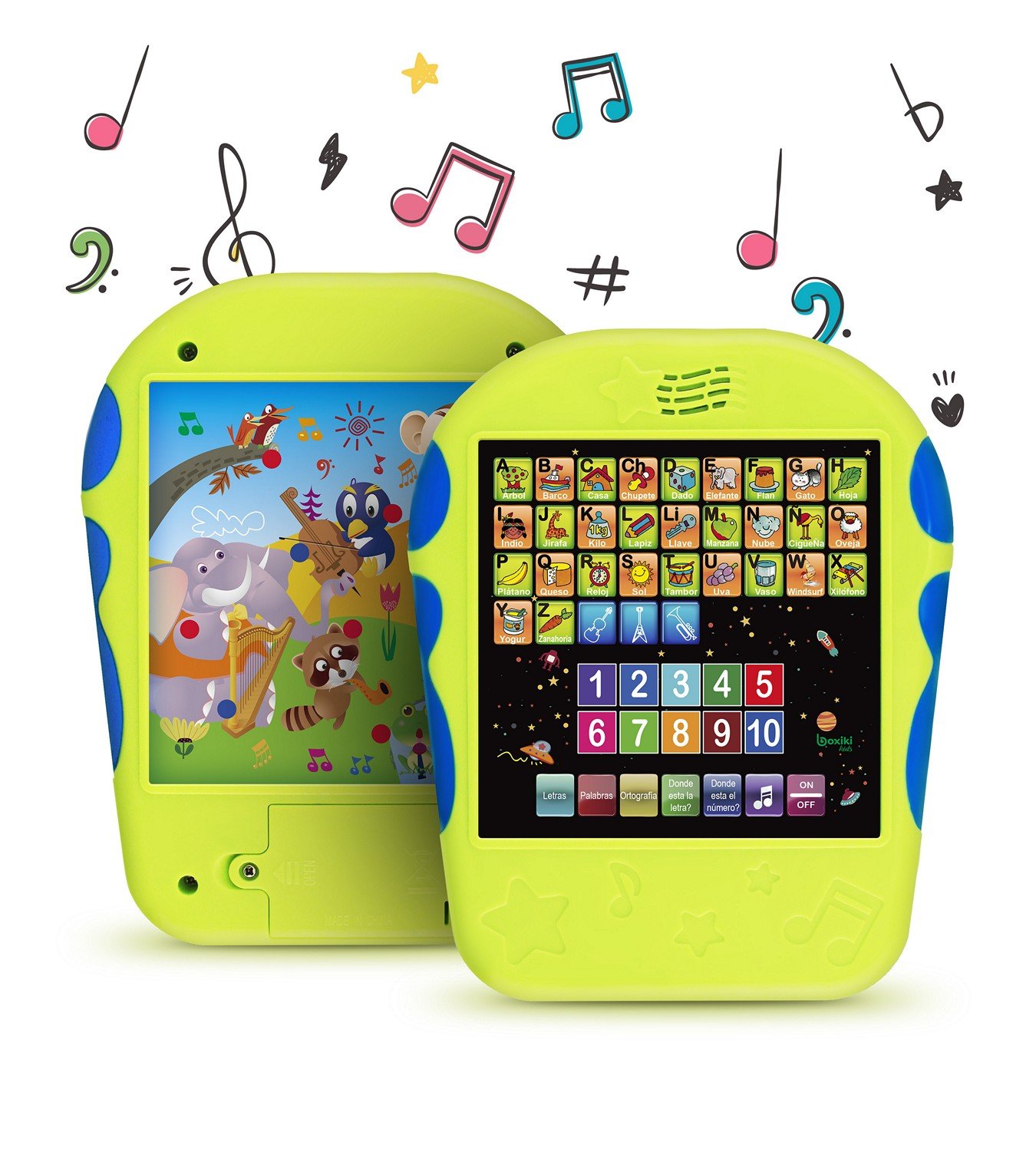 Boxiki kids Spanish Learning Tablet Educational Toy - Touch-and-Learn Spanish Alphabet Toy with Spanish Number Learning, Spanish ABCs, Spelling, Where Is? Games, Melodies, Animals and Sounds