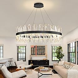 HAIXIANG Black Luxury Glam Chandelier Crystal LED