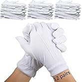 ARKBAODAN 12 Pairs White Gloves women men with Snap Cuff Uniform Gloves Parade Costume for Police Server Funeral Formal Tuxedo Guard