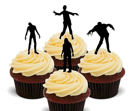 Zombie Silhouettes Edible Cupcake Toppers Stand Up Wafer Cake