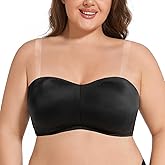 Amafuur Minimizer Strapless Bra for Women Large Bust with Clear Strap Seamless Convertible Bandeau Underwire Bras