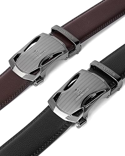BOSTANTEN Mens Belt Leather 2 Pack Ratchet Belt For Men Dress and Casual  with Adjustable Buckle, Trim to Fit in Dubai - UAE | Whizz Belts