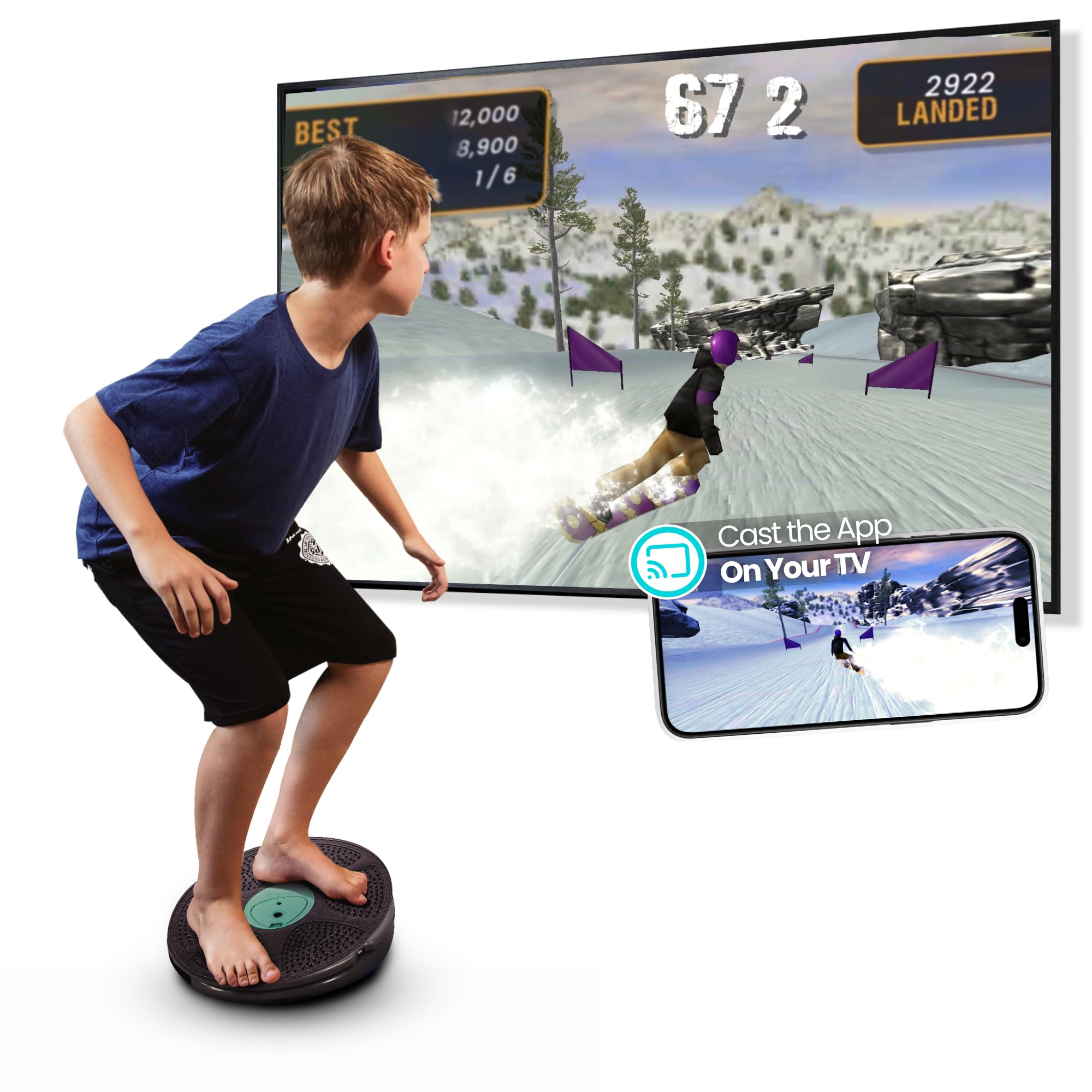 GoBalance Play - Smart Balance Board Game with Bluetooth Motion Sensors, Professional Wobble Board with 12 Interactive Games for Fun, Balance Training and Home Gym Workout