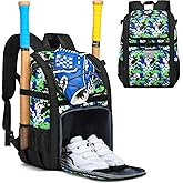HAMBOLY Youth Baseball Bag, Softball Bag for Girls & Boys, Kids T-Ball Backpack with Shoes Compartment, 2025 Upgrade Design, Pro-Grade Storage, Built for Future MVPs