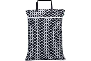 Teamoy Travel Hanging Wet Dry Bag Organizer (24.7 x 18 inches) with Two Compartments for Cloth Diaper, Laundry, Swimsuits and More, Easy to Hang Everywhere(L, Black Arrow)