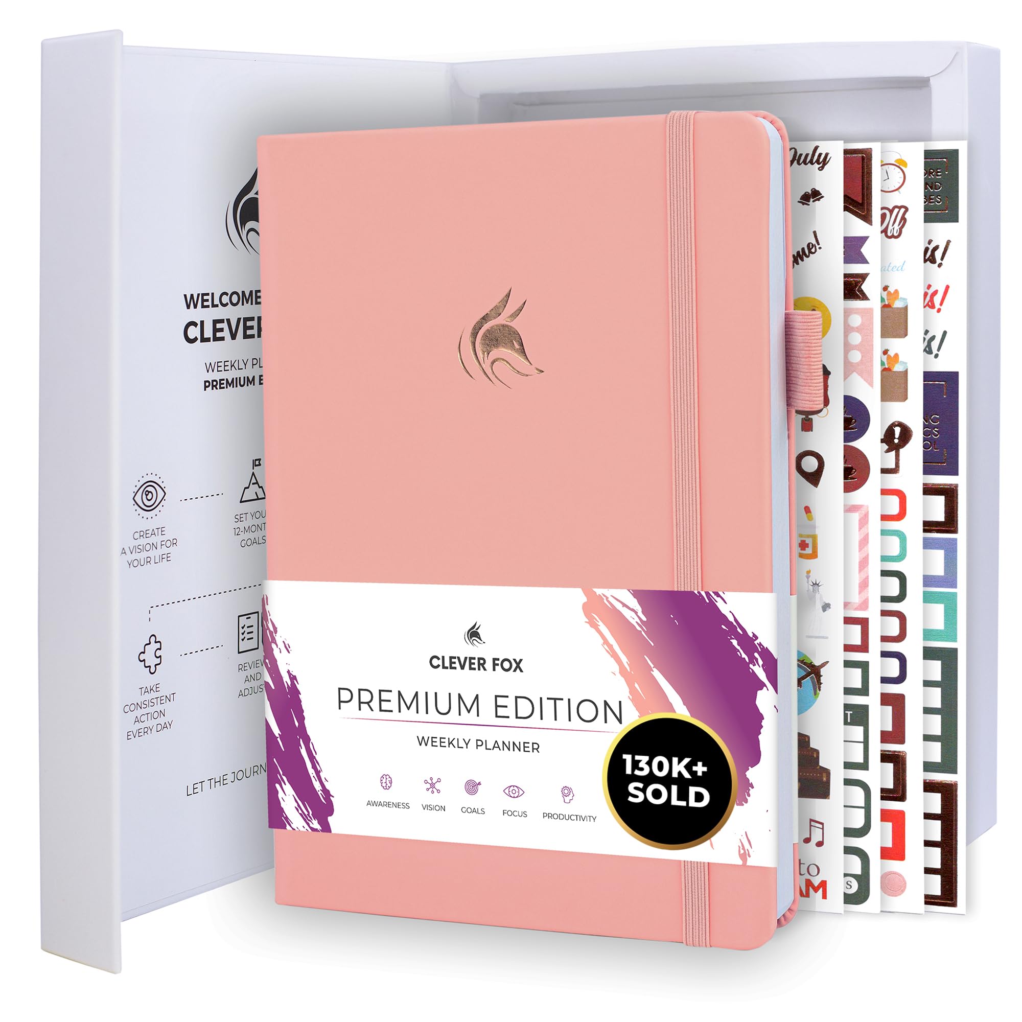 Clever Fox Planner Premium – Undated Weekly & Monthly Planner Organizer for Productivity & Time Management, A5 (Light Pink)
