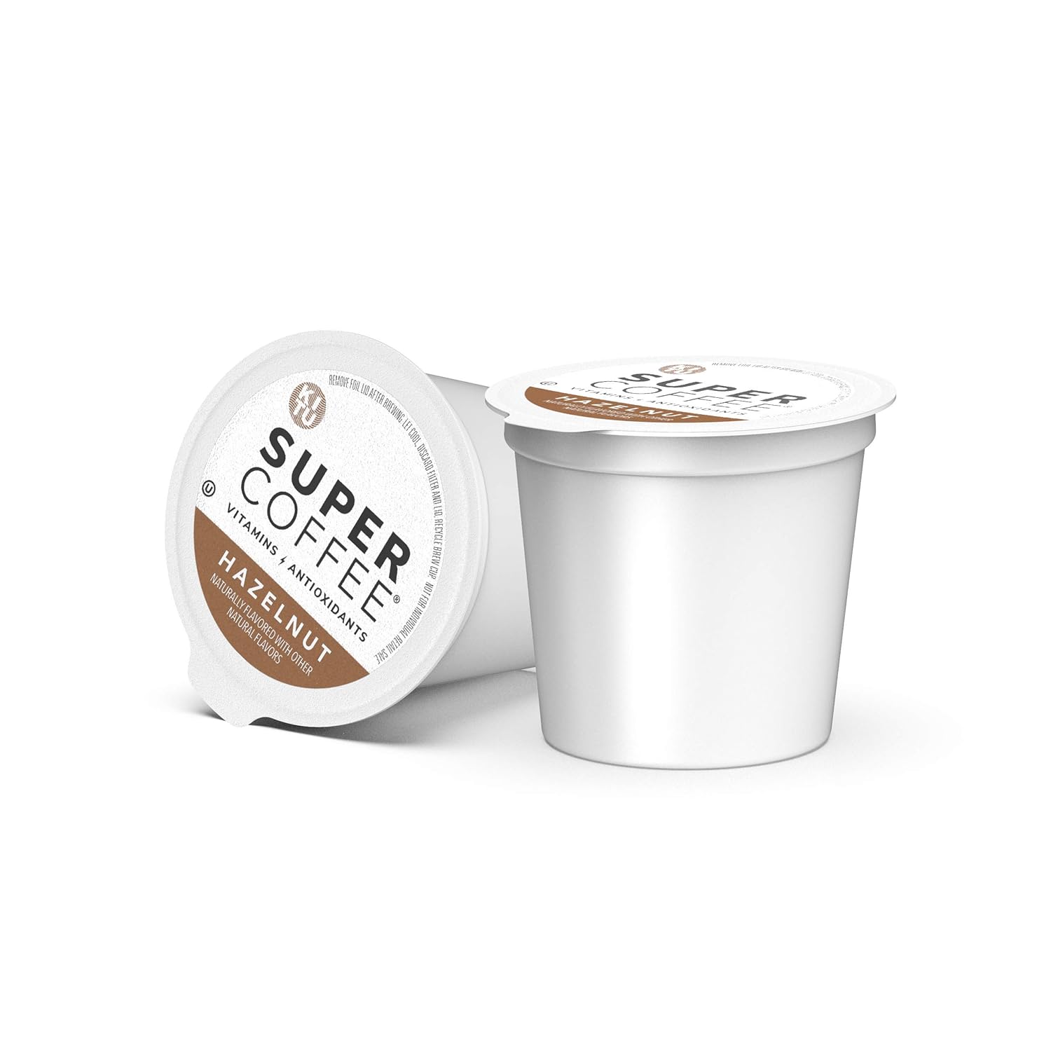 Kitu Super Coffee Pods (200mg caffeine) [Hazelnut] Single Serving, 32 Pack | Flavored Coffee Pods Compatible with Keurig 2.0 K-Cup Brewers - From the Super Coffee Family