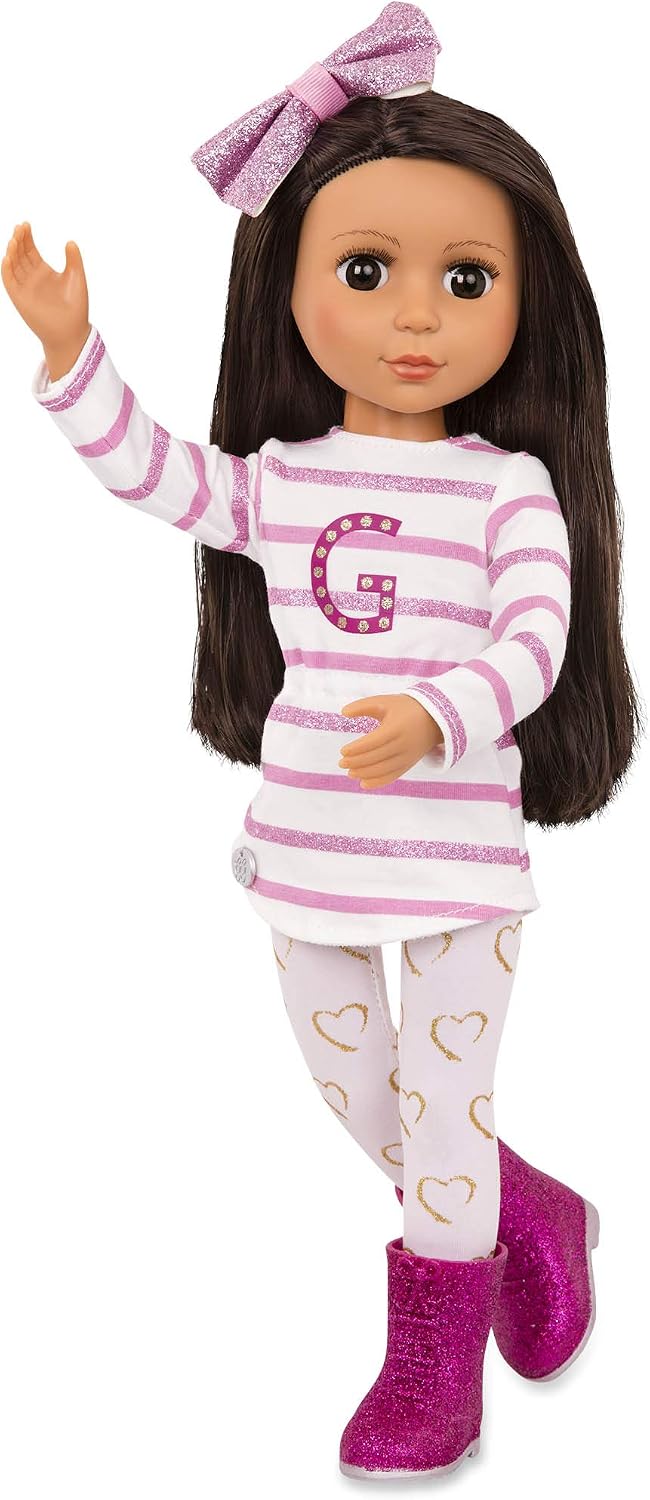 Glitter Girls, 14-Inch Fashion Doll, Straight Brown Hair & Brown Eyes, Striped Tunic & Glitter Boots - Image 4