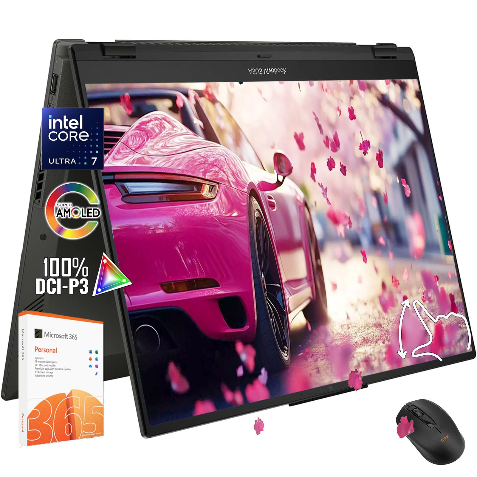 ASUS Vivobook Flip 14inch Touchscreen Laptop 2 in 1 - OLED WUXGA Display -Intel Core Ultra 7 256V -16GB RAM -1TB SSD -Backlit Keyboard -Windows 11 Office 365 -Business Computadora Portátil 2025