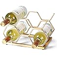 Drincarier Countertop Wine Rack - 5 Bottle Freestanding Modern Gold Metal Small Wine Rack - Tabletop Wine Holder Stand for Cabinet, Pantry, Wine Bottle Storage…