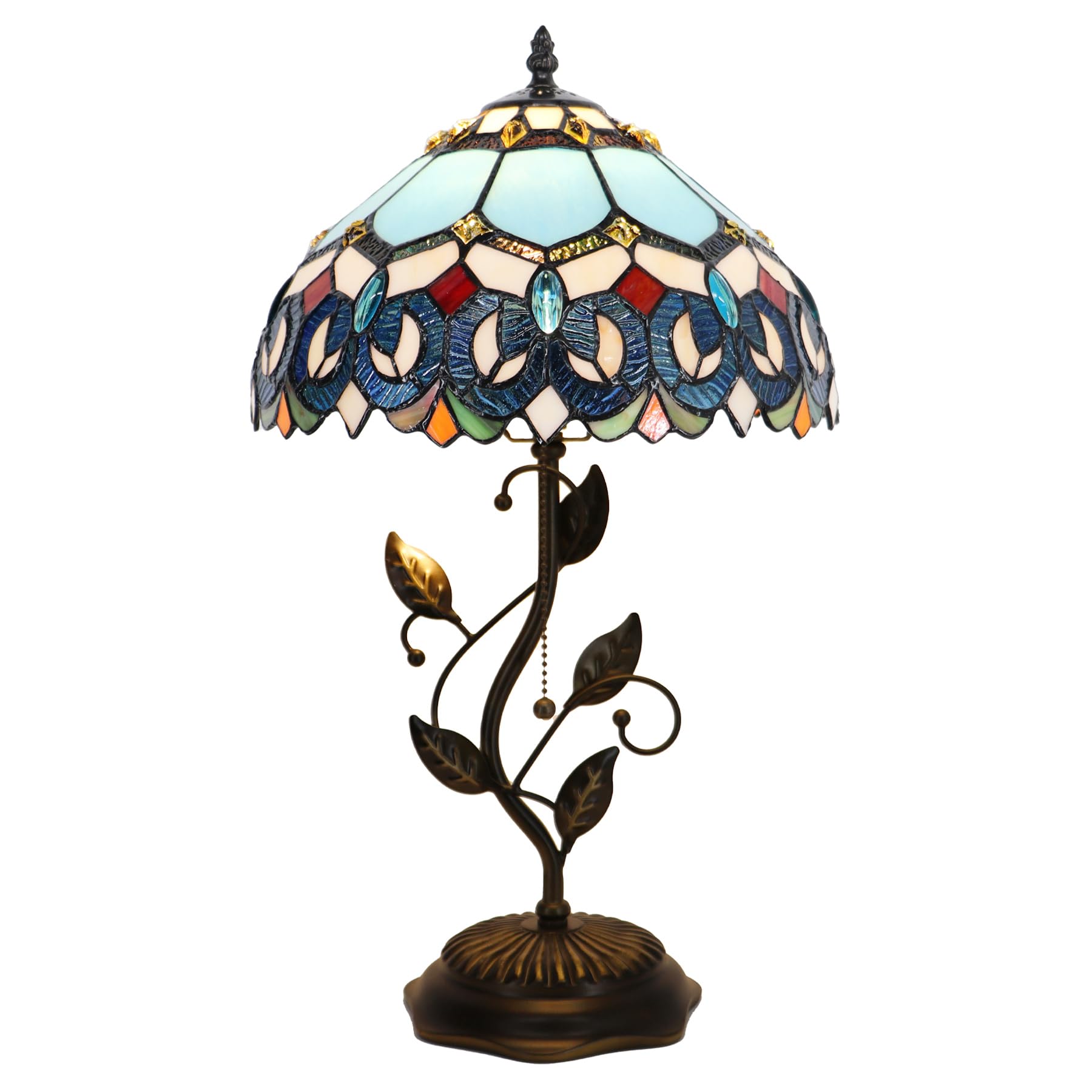 LXHCYOU Tiffany Table Lamp, Stained Glass Desk Light, W12H19 Inch ...