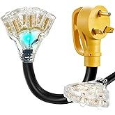 30 Amp to 20 Amp 110V RV Distribution Adapter NEMA TT-30P Male to 3X 5-15R/5-20R 30 Amp to Triple 15 Amp / 20 Amp 3-Prong to 