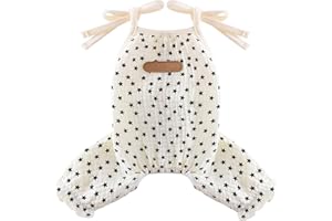 KOSIYI Dog Pajamas Spring Summer Dog Clothes for Small Dogs Girl Boy Star Strap Puppy Onesie Pjs for Doggie Pet Cat Jammies Apparel, Beige, Small