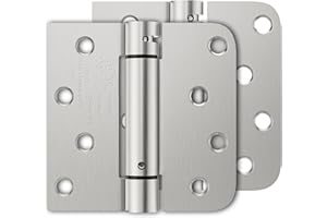 Luxbaro 2 Pack Self Closing Door Hinges, 4 Inch Spring Loaded Hinges with Square & 5/8'' Radius Corners, Adjustable Tension for Garage, Front Door, for Left and Right Hand Door, UL Listed