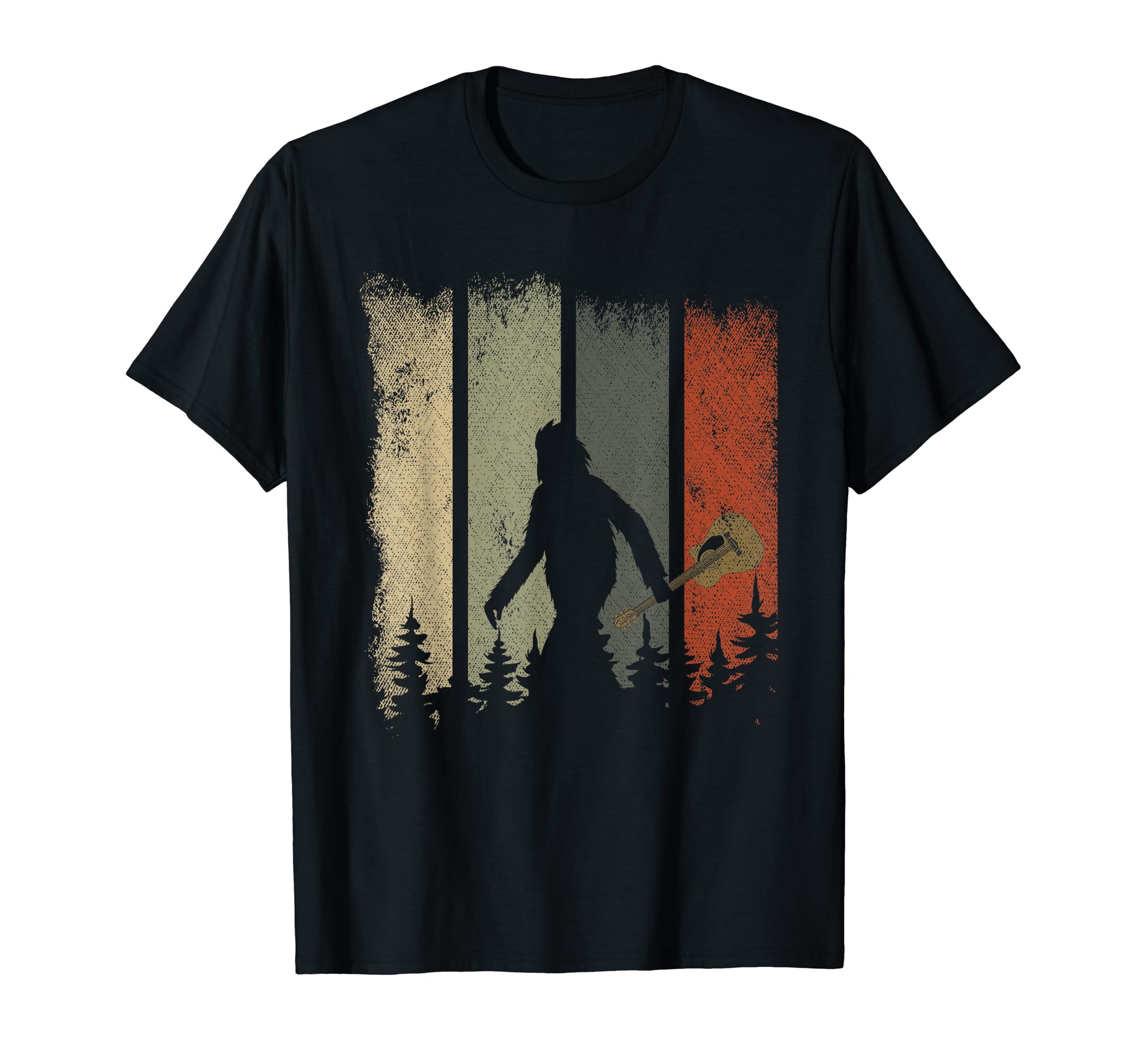 Funny Bigfoot Guitarist Sasquatch Guitar Player Retro Guitar T-Shirt