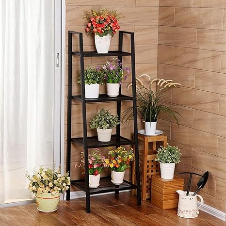 TR Soporte de flores para interiores, trapezoidal negro ...