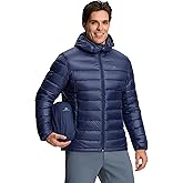 Pioneer Camp Men's Lightweight Down Puffer Jacket with Primaloft Hood Packable Warm Jacket Water Resistant Winter Coat