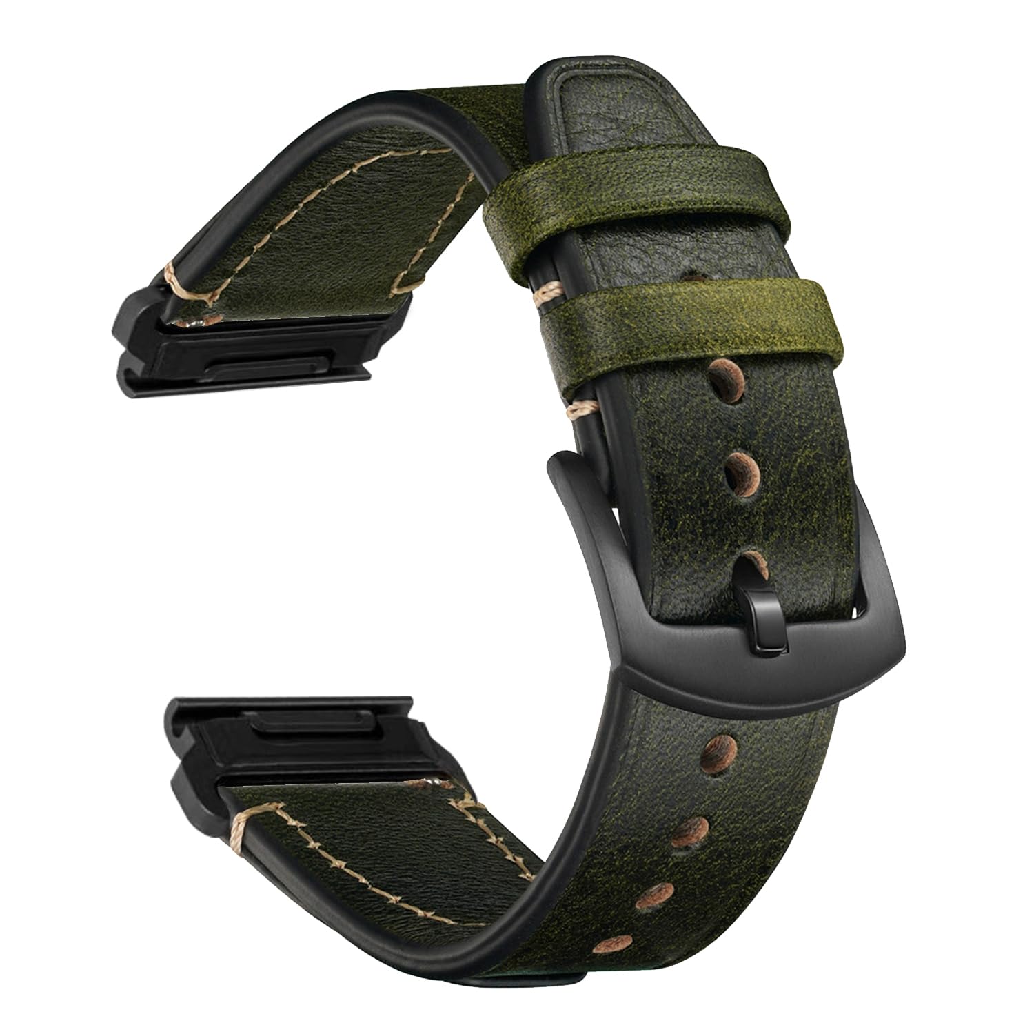 CeiBand Leather Strap for Garmin QuickFit 26 mm 22 mm, Soft and Comfortable Leather Bracelet, Replacement Watch Band for Women and Men - 26mm Green
