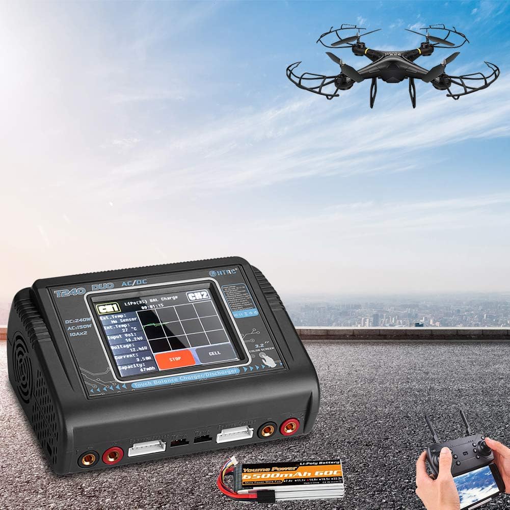 Lipo Battery Charger Touch Screen Dual Balance Discharger Duo AC150W DC240W 10A T240 1-6S RC Li-ion Life NiCd NiMH LiHV PB Smart Battery: Toys & Games