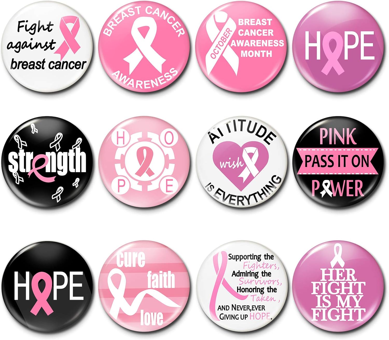 Pink Breast Cancer Awareness Novelty Buttons Badge