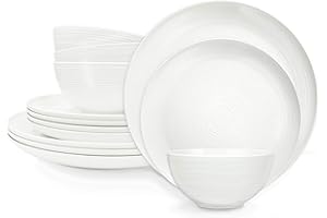 Zak Designs Melamine Dinnerware Set, 12-Piece, Service for 4, American Conventional (White)