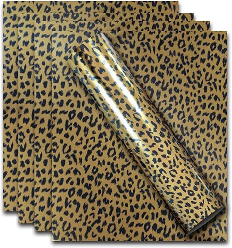 Amazon Com Leopard Patterned Metallic Heat Transfer Vinyl Works With Cricut Silhouette Iron On Animal Prints Foil Htv Bundle For T Shirts 12x10 Inch Pack Of 5 Sheets