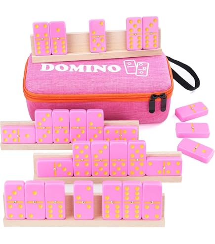 Vovotuzzi Dominos Set for Adults, Double 6 Dominoes Set with 4