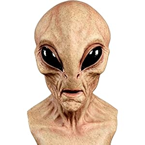 KamdFoen Realistic Alien Mask for Adults Full Head Big Eyes Mask Funny Halloween Party Decoration Props