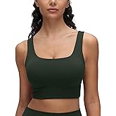 CRZ YOGA Butterluxe U Back Longline Sports Bras for Women - Scoop Neck Padded Yoga Workout Crop Top with Built in Pads