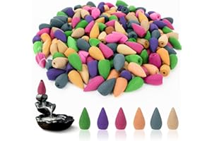 Sukh 108 PCS Backflow Incense Cones for Waterfall - Waterfall Scented Smoke Burning Cone Bulk 6 Different Scents for SPA,Mass